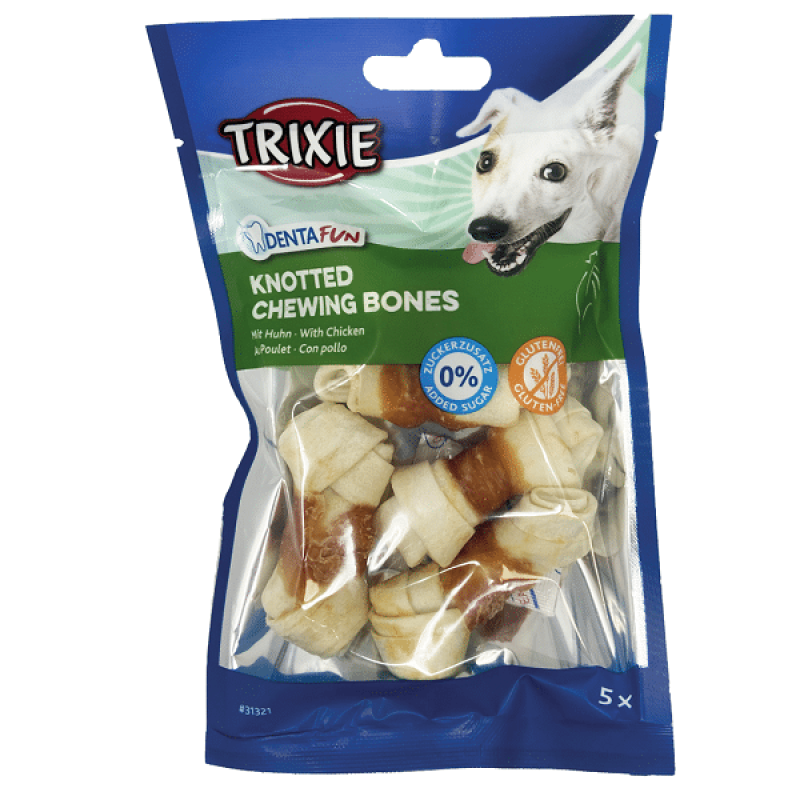 Gardums suņiem : Trixie Knotted Chewing Bones with Chicken 5cm, 5*70g
