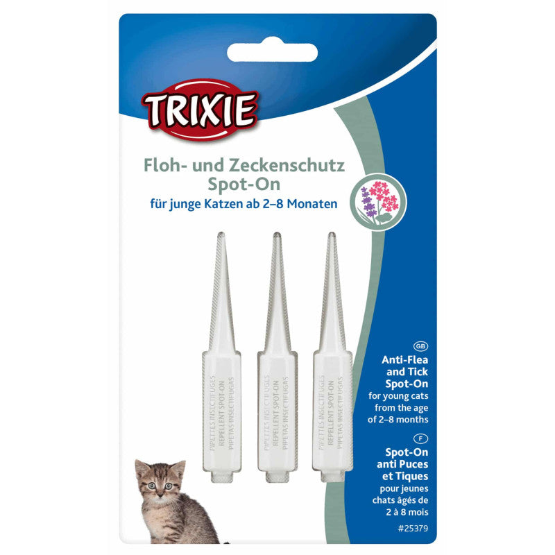 Trixie Spot-On Protection contre les puces et les tiques pour chats 3 × 0,6 ml (âge 2-8 mois)