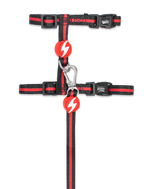 Dashi Stripes 3 RED BLACK Cat Harness + Leash