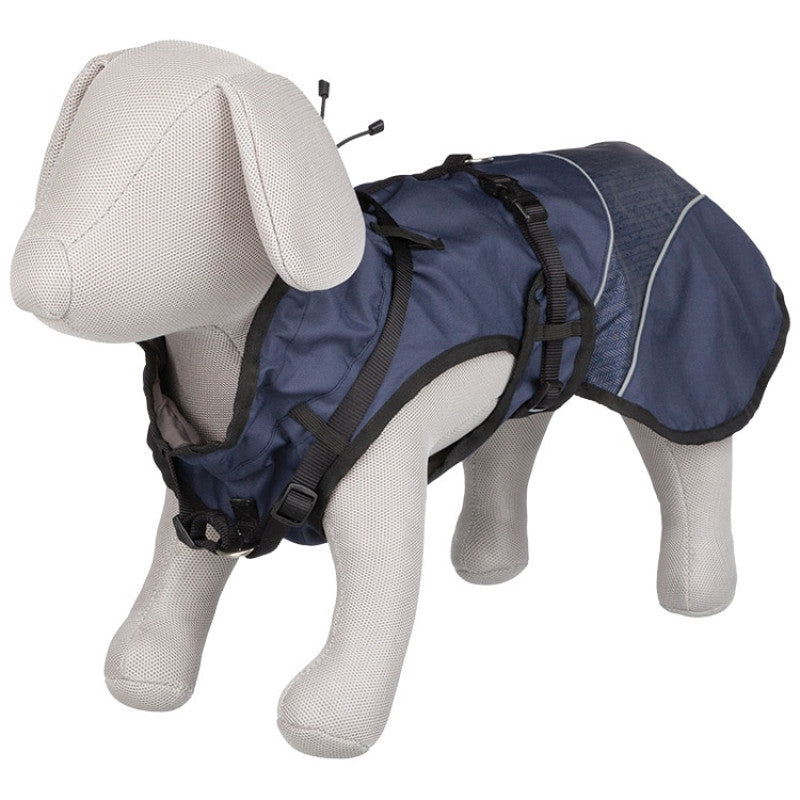 Trixie Duo coat with harness, L: 55 cm, blue