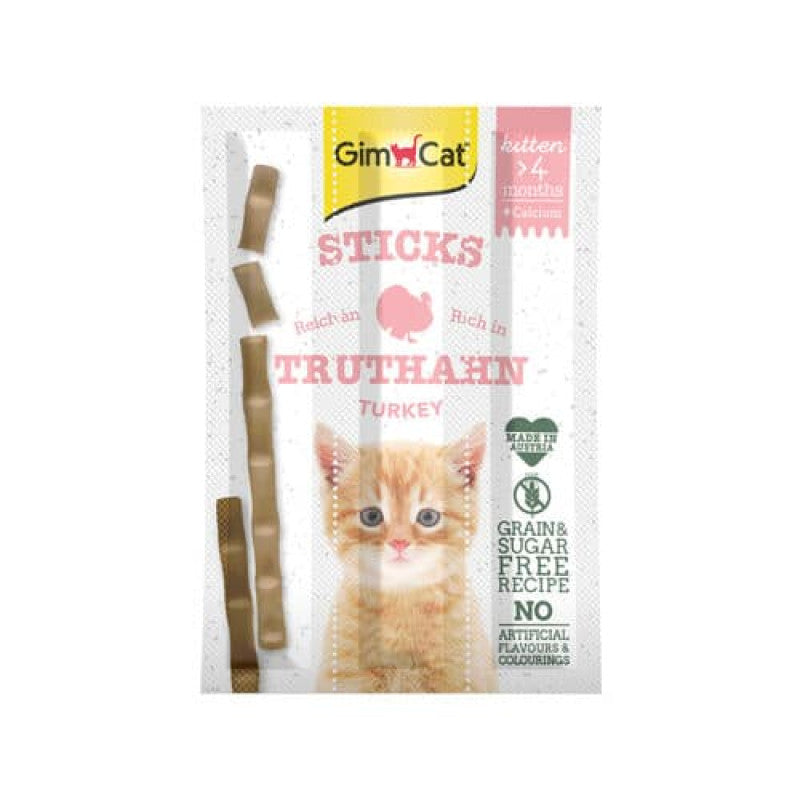 Bezgraudu papildbarība kaķēniem : Gimcat Kitten Stick Turkey and Calcium 3gab.3g
