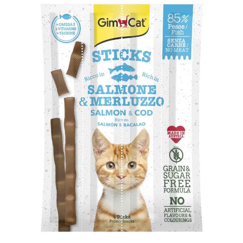GIM Cat Sticks Salmon, Cod, with salmon & trout 4 pcs, 20g
