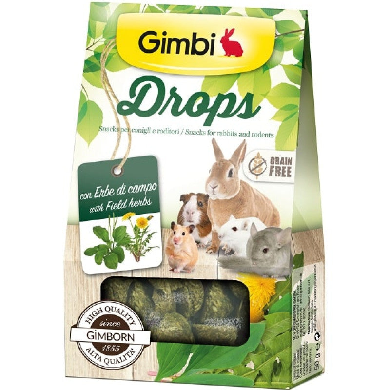 Papildbarība grauzējiem : Gimbi Drops with field herbs 50g