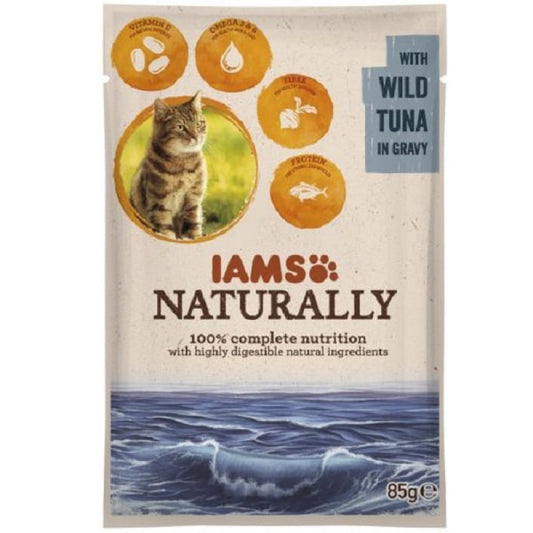 Iams mitrā barība kaķiem naturally adult ar jēru mērcē, 85 g