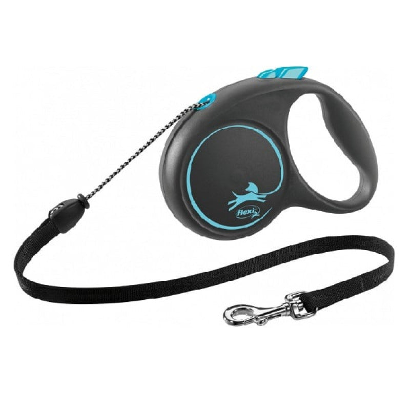 Flexi BLACK DESIGN, cord leash, S: 5 m, blue