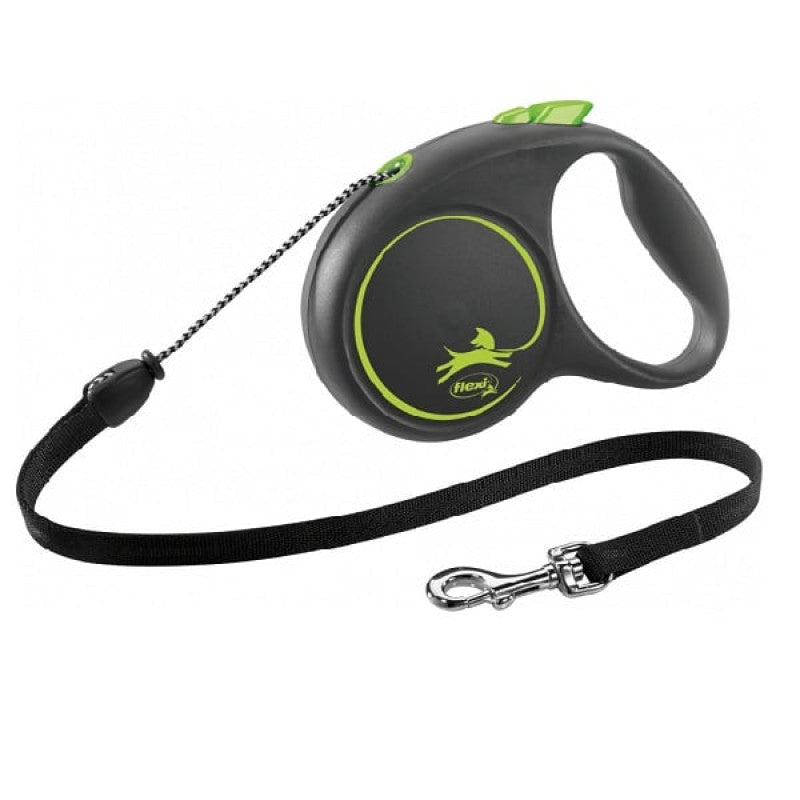 Inerces pavada suņiem – Flexi BLACK DESIGN, cord leash, S: 5 m, green