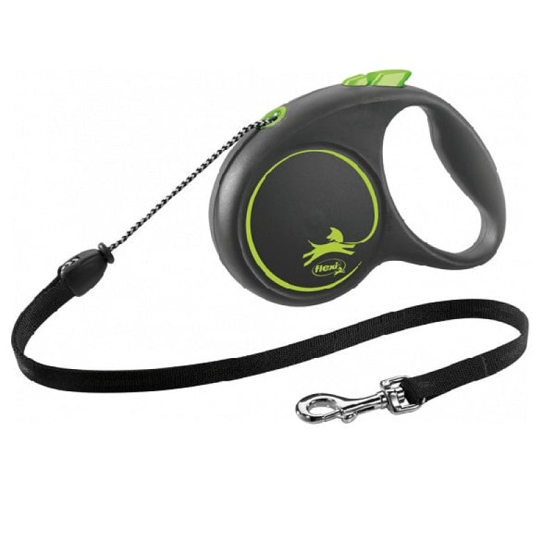 Flexi BLACK DESIGN, cord leash, S: 5 m, green