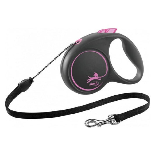 Inerces pavada suņiem – Flexi BLACK DESIGN, cord leash, M: 5 m, pink