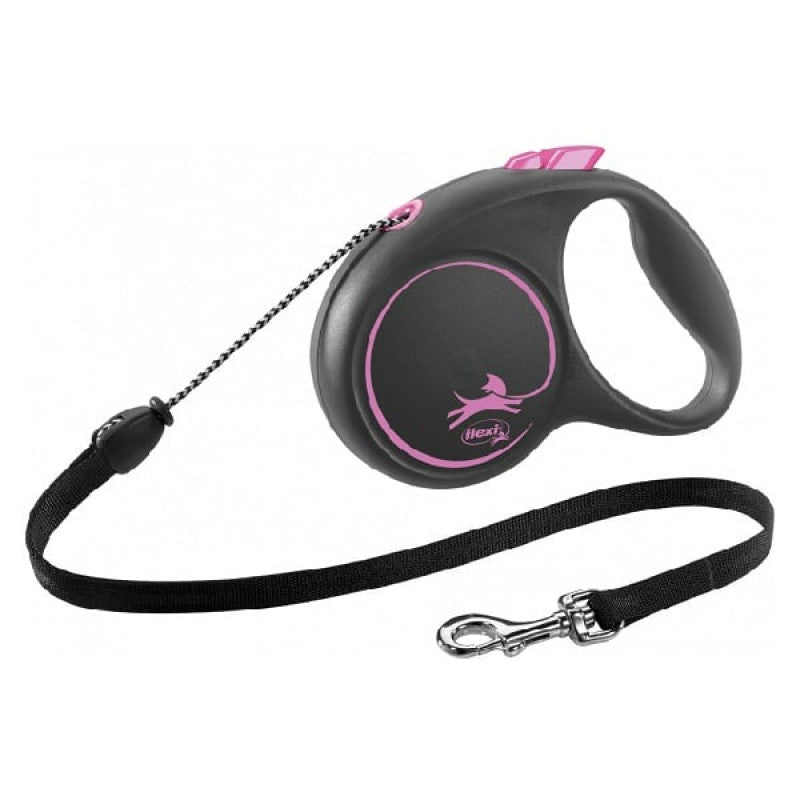 Flexi BLACK DESIGN, Kordelleine, M: 5 m, rosa