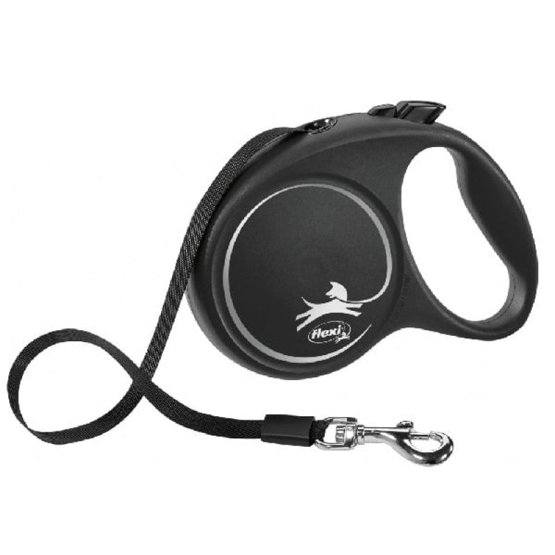 Inerces pavada suņiem – Flexi BLACK DESIGN, tape leash, L: 5 m, black