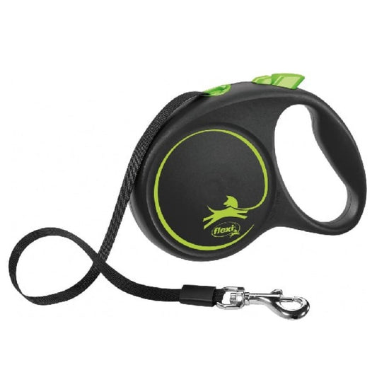 Inerces pavada suņiem – Flexi BLACK DESIGN, tape leash, L: 5 m, green