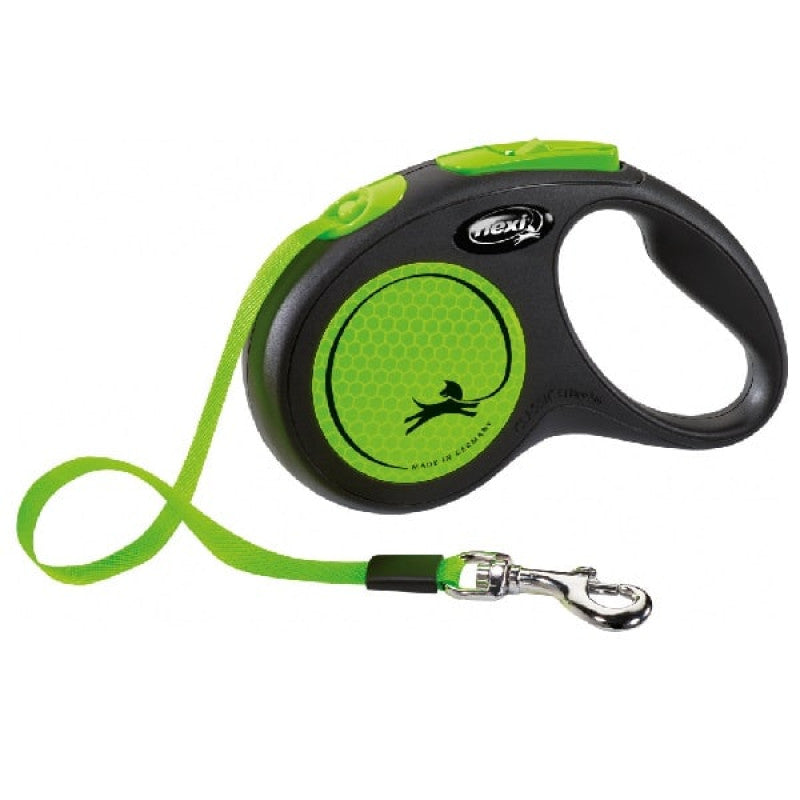 Inerces pavada suņiem - Flexi New NEON, tape leash, S: 5 m, neon green