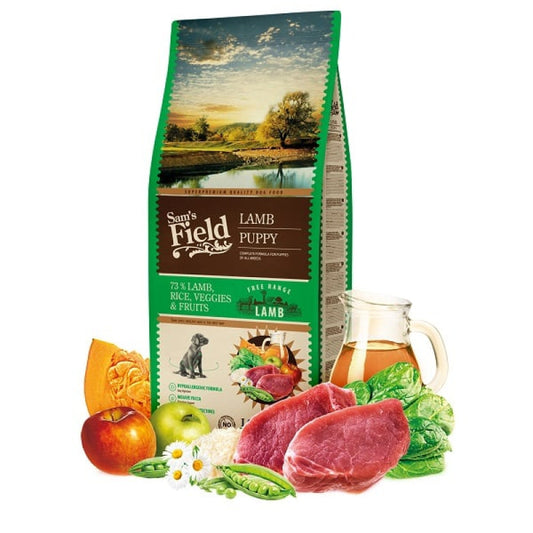 Sams Field Dry Dog Food with Fresh Lamb & Rice Puppy All, 13 kg
