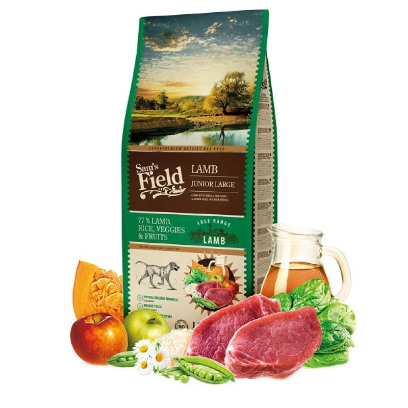 Sams Field Dry Dog Food with Fresh Lamb & Rice Junior Large, 13 kg