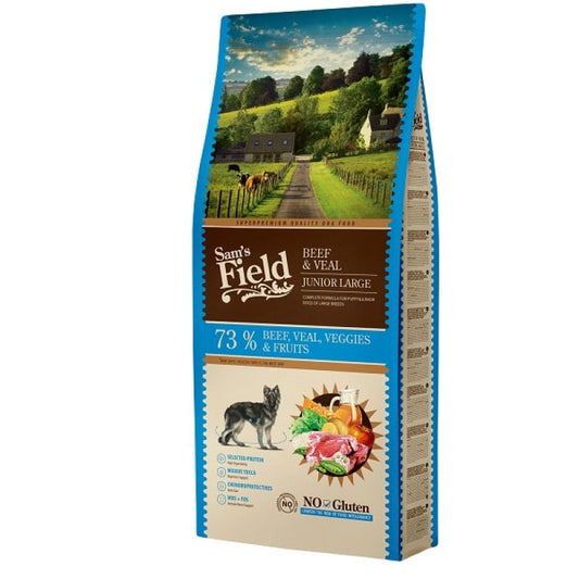 Sams Field Dry Dog Food with Fresh Beef & Veal Junior Large, 13 kg