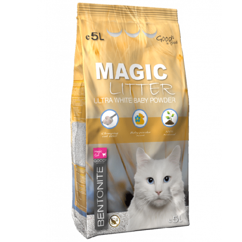 Magic Litter Bentonite Ultra White Baby Powder Cat Litter, 5l