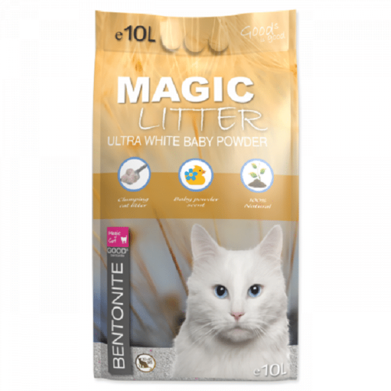 Magic Litter Bentonite Ultra White Baby Powder Cat Litter, 10l
