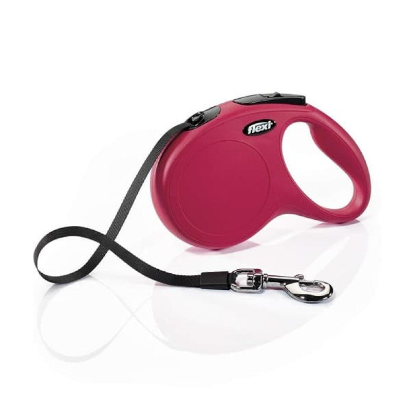 Flexi New CLASSIC, tape leash, M: 5 m, red, up to 25 kg