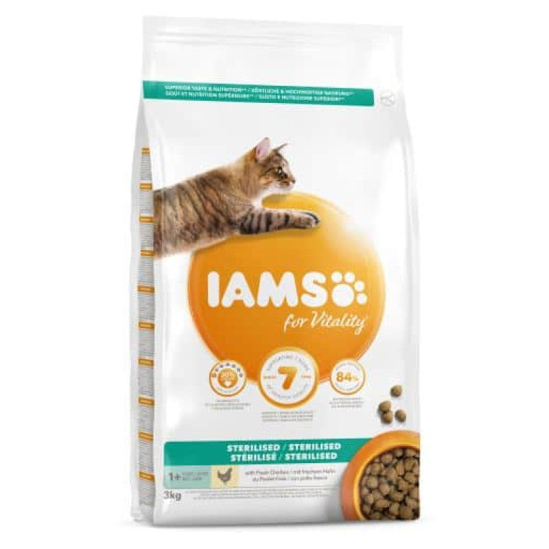 Iams sausā barība adult sterilized ar vistu, 3 kg