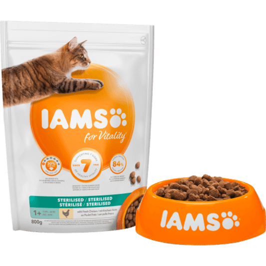 Iams sausā barība adult sterilized ar vistu, 800 g