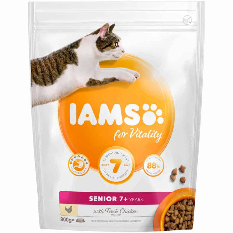 Iams Dry Cat Food Senior with Chicken, 800 g