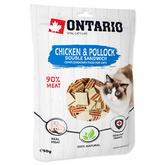 Ontario kārumi kaķiem ar vistu un pollaku, 50 g