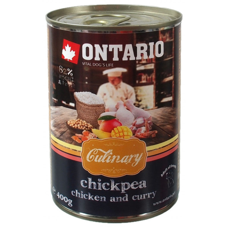 Ontario Culinary Chickpea, mitrā barība suņiem ar vistu un kariju, 400 g