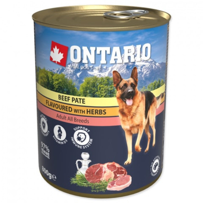 Ontario mitrā barība suņiem ar liellopa gaļu un zaļumiem, 800 g