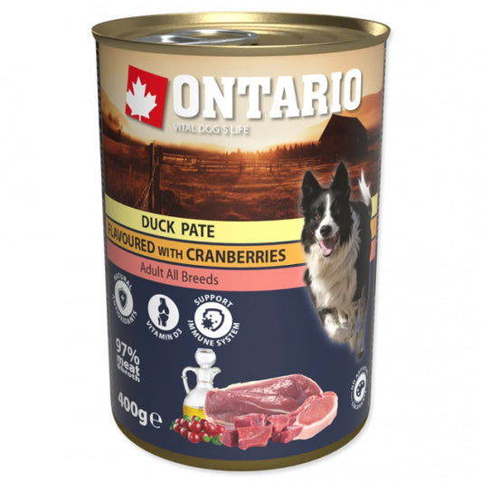 Ontario mitrā barība suņiem ar pīli pastēte un dzērvenēm, 400 g