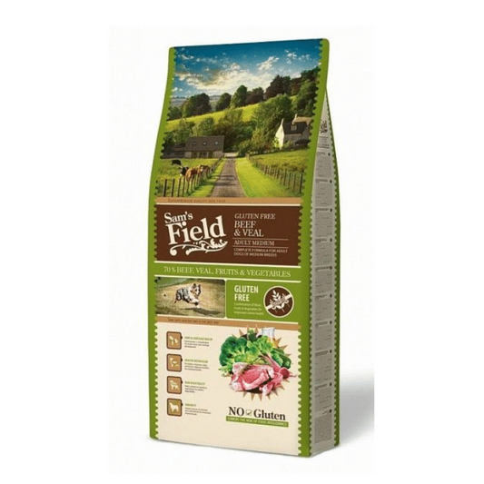 Sams Field Dry Dog Food Adult Medium with Beef and Veal, 13 kg
