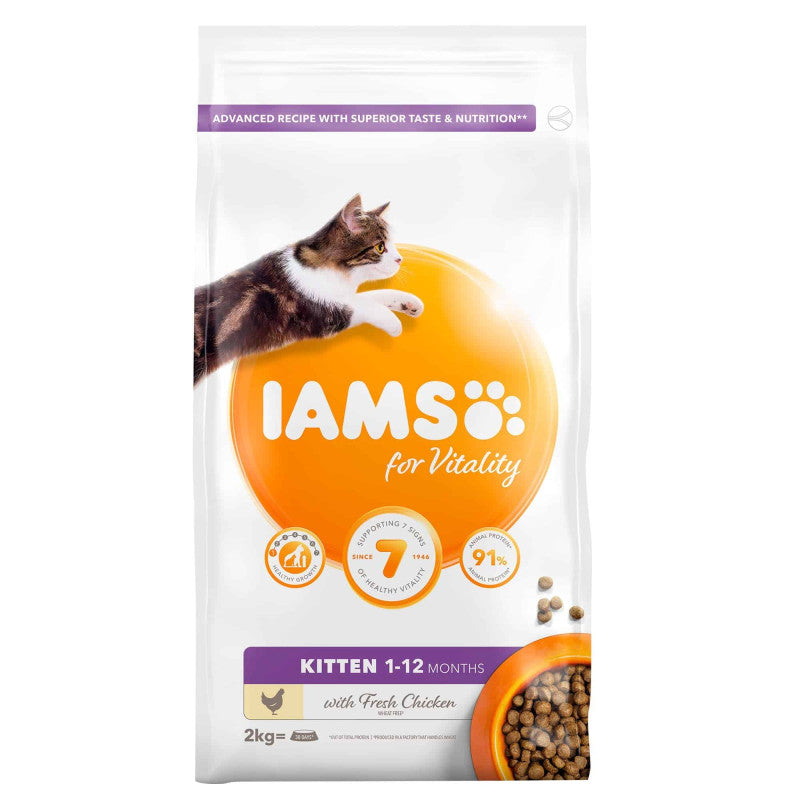 Iams Dry Cat Food Kitten with Chicken, 2 kg