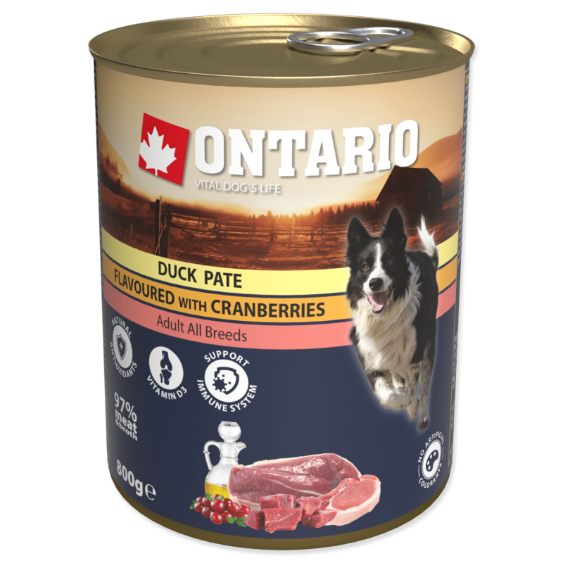 Ontario mitrā barība suņiem ar pīli pastēte un dzērvenēm, 800 g