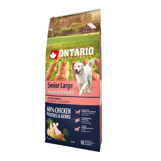 Ontario Dog Senior Large Dry Dog Food with Chicken and Potatoes, 12 kg
