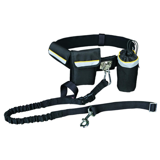 Running leash : Trixie Waist belt with leash, belt: 60-120 cm/40 mm, leash: 1,00-1,35 m/25 mm, black/graphite, black/graphite.