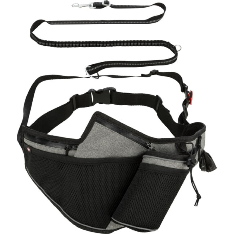 Joggingleine: Trixie Jogginggürtel mit Leine, Gürtel: 70-130 cm/23 cm, Leine: 1,15-1,50 m/20 mm, grau/schwarz