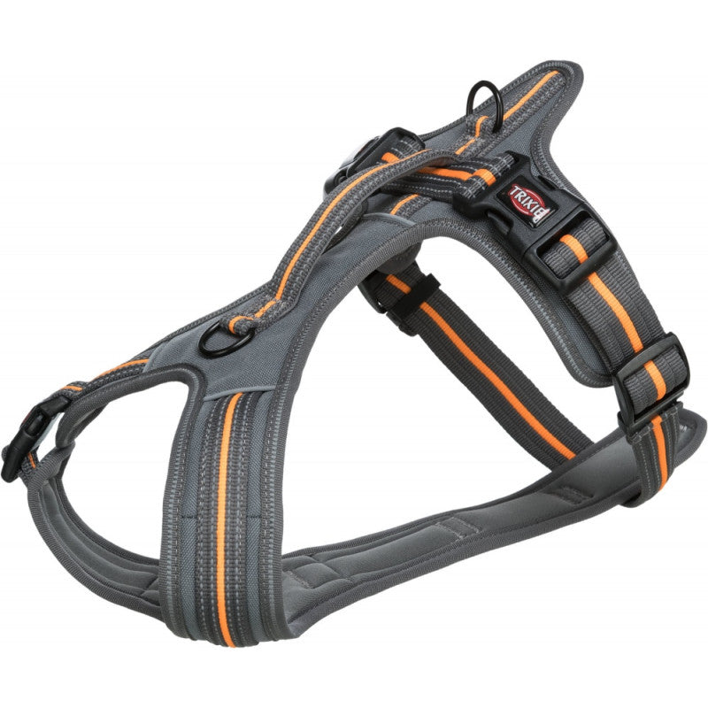 Trixie Fusion touring harness, M–L: 61–75 cm/30 mm, graphite/papaya