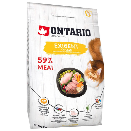Ontario sausā barība kaķiem exigent ar vistu 400 g