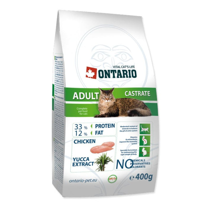 Ontario Dry Cat Food Castrate with Chicken, 400 g