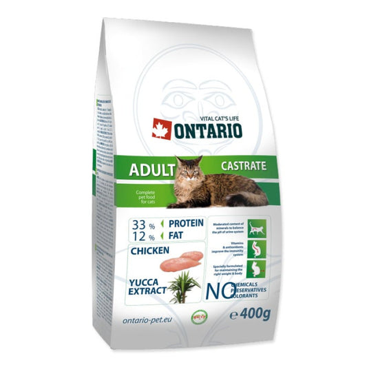 Ontario sausā barība kaķiem castrate ar vistu 400 g