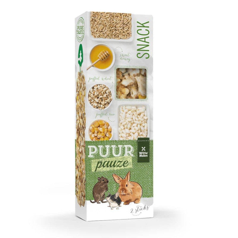 Papildbarība grauzējiem : Witte Molen Puur PAUZE gourmet treat sticks Puffed rice for Rabbits and Rodents, 110g/2gab