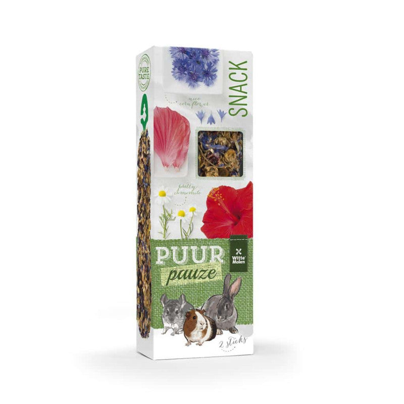 Papildbarība grauzējiem : Witte Molen Puur PAUZE gourmet treat sticks Chamomile/Koreander for Rabbits and Rodents,110g/2 gab