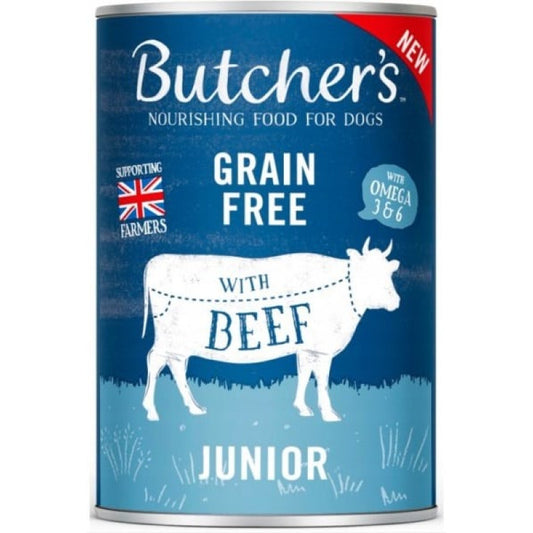 Butchers Wet Dog Food Original Junior with Beef Chunks in Jelly, 400 g
