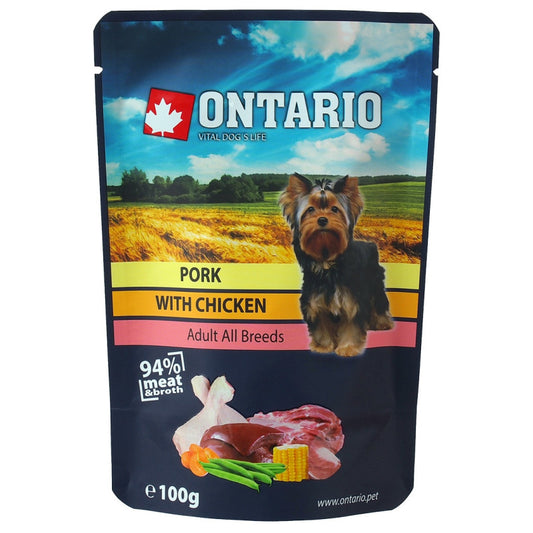 Ontario mitrā barība suņiem ar cūkgaļu, vistu buljonā, 100 g 