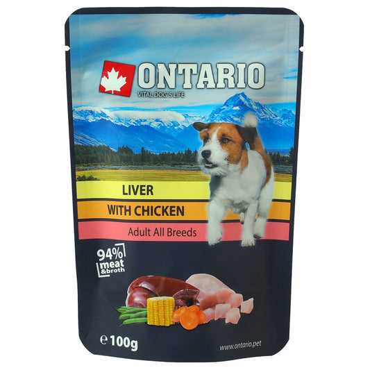Ontario mitrā barība suņiem ar aknām, vistu buljonā, 100 g 