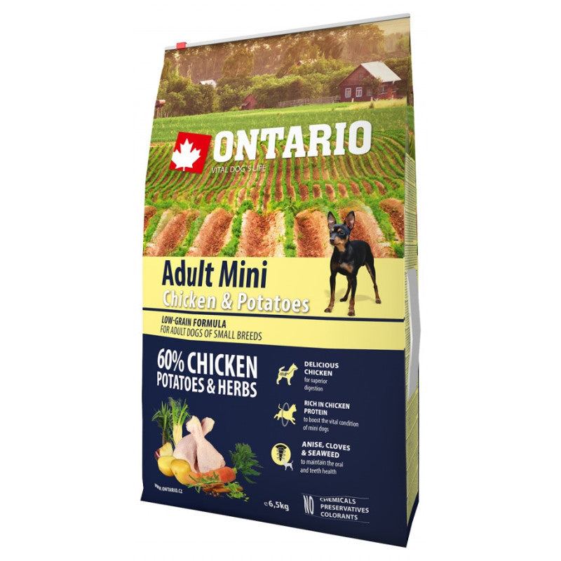 Sausā Barība Suņiem - Ontario Dog Adult Mini ar Vistu un Kartupeļiem, 6,5 kg