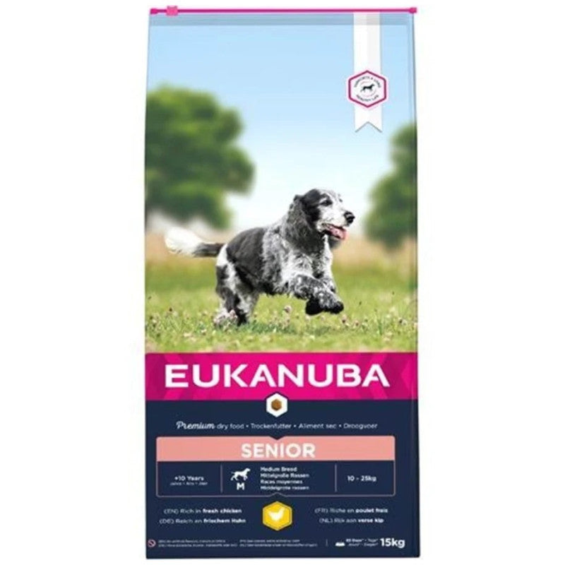 Eukanuba Senior Medium Chicken Dry Dog Food, 15 kg