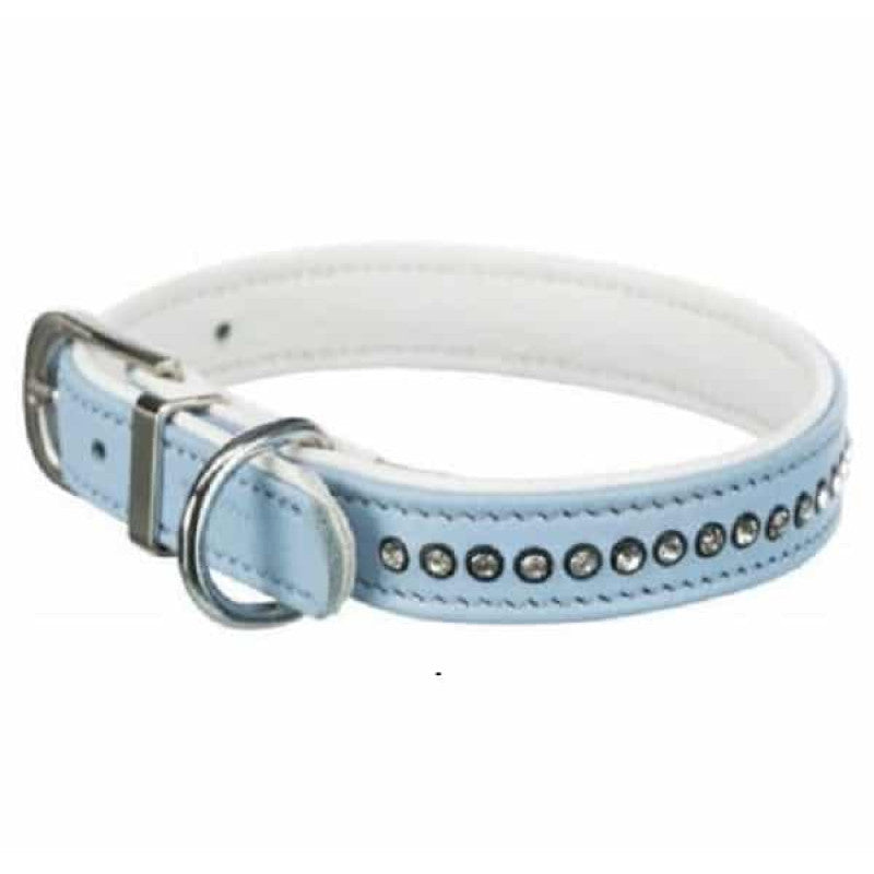 Trixie Active Comfort halsband med strass, S: 23–28 cm/15 mm, ljusblå