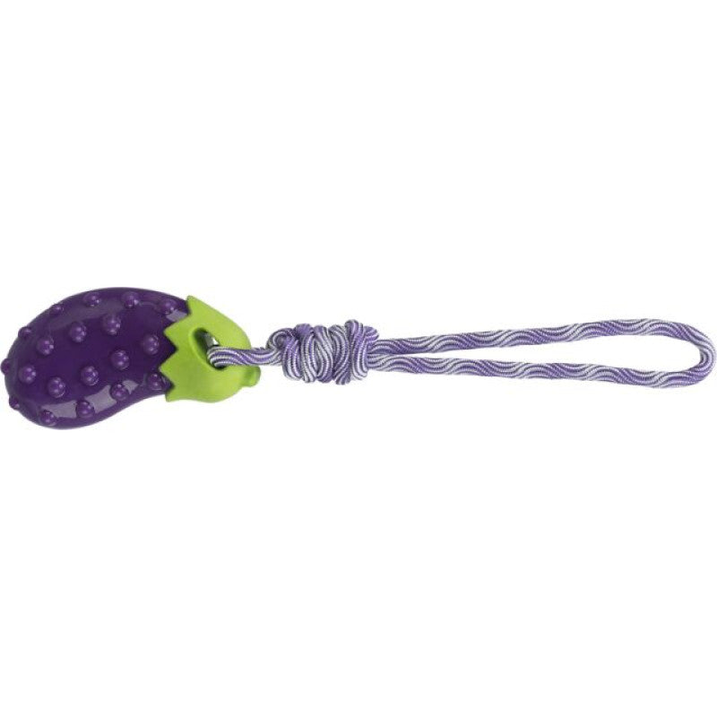 Trixie Berenjena con cuerda, TPR, 13 cm/34 cm