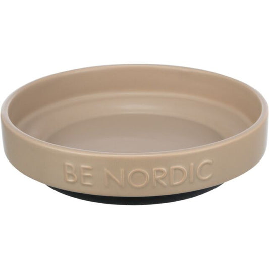 Trixie BE NORDIC bowl, flat, ceramic/rubber ring, 0.3 l/ø 16 cm, taupe