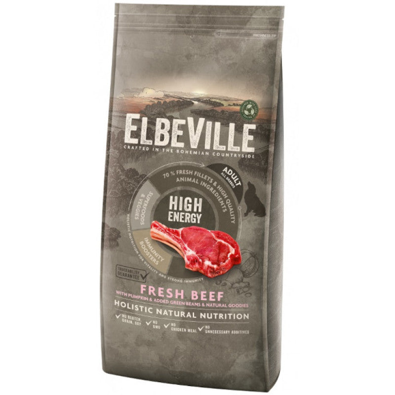 Elbeville Pienso Seco para Perros Adultos Todas Las Razas con Carne Fresca Alta Energía 20 kg